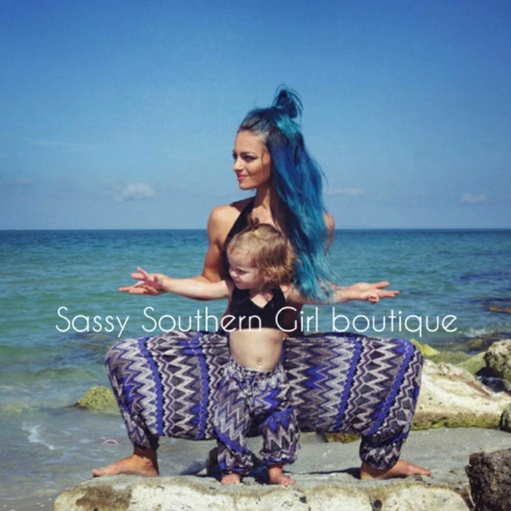 🆕⭐Boho Blue Aztec Chevron print Buddha pants